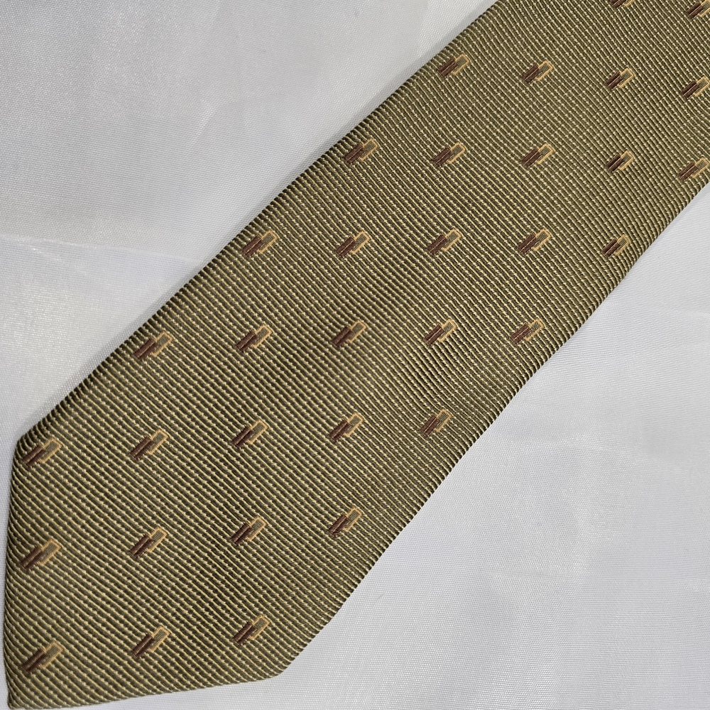 Ermenegildo Zegna Tie Men's Gold Geometric 100%‎ Silk Necktie
